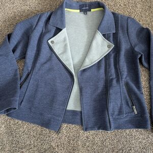 Lands' End Blue and Gray Blazer with Soft Knit Texture